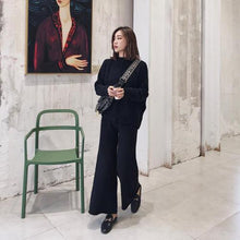 Load image into Gallery viewer, Knitting Female Sweater Pantsuit For Women Two Piece Set Knitted Pullover V-neck Long SleeveTop Wide Leg Pants Suit